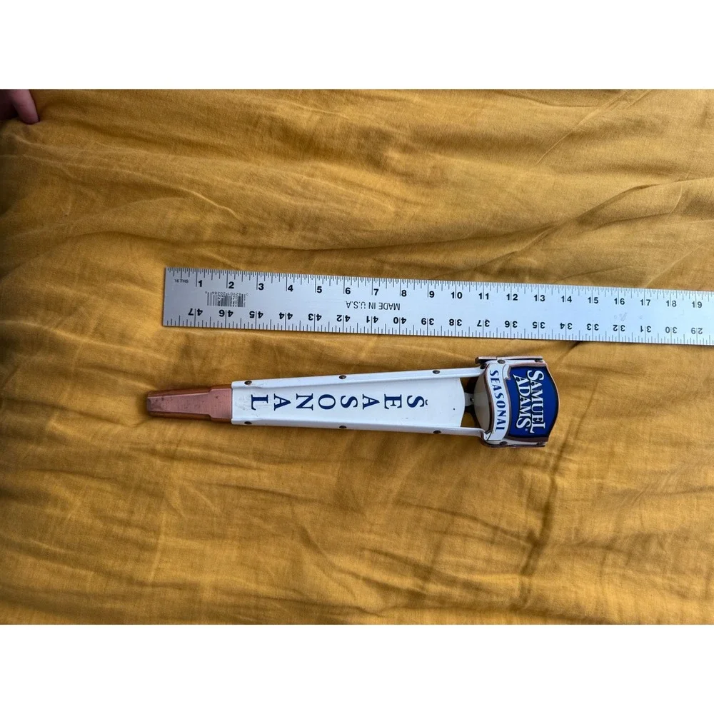 Samuel Adams Seasonal Beer Tap Handle White Copper Blue Logo Sam Adams 13 Inch